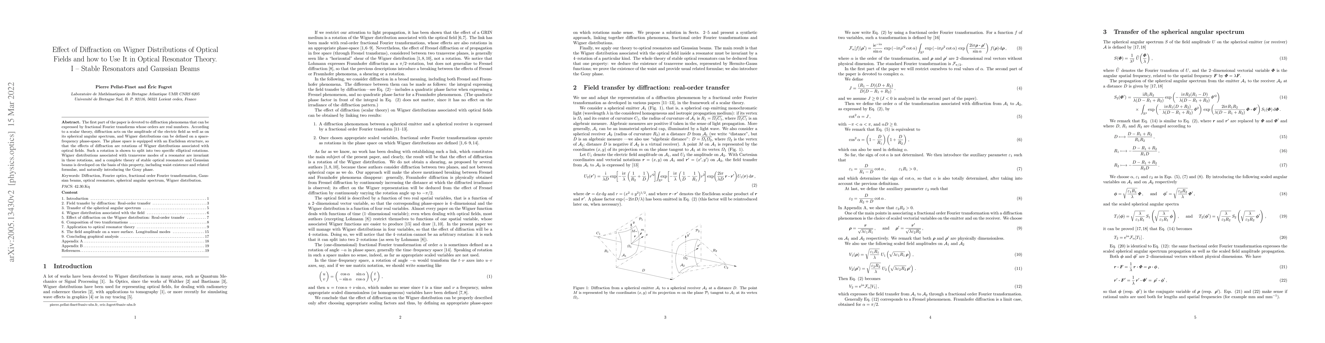 Thumbnail for Effect of Diffraction on Wigner Distributions of Optical Fields and how
  to Use It in Optical Resonator Theory. I -- Stable Resonators and Gaussian
  Beams