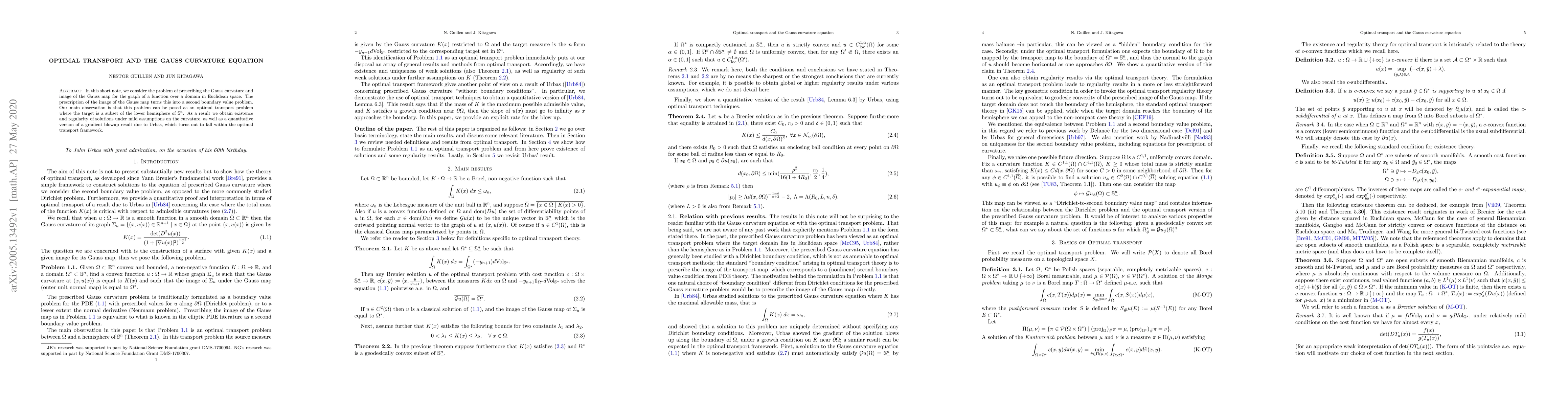 Thumbnail for Optimal transport and the Gauss curvature equation
