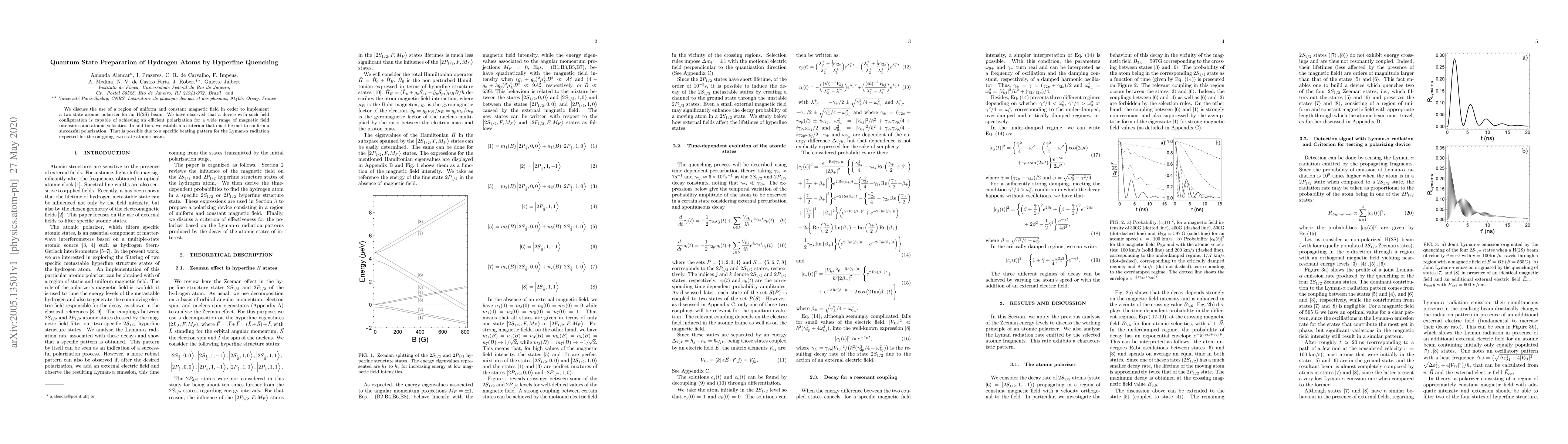 Thumbnail for Quantum State Preparation of Hydrogen Atoms by Hyperfine Quenching