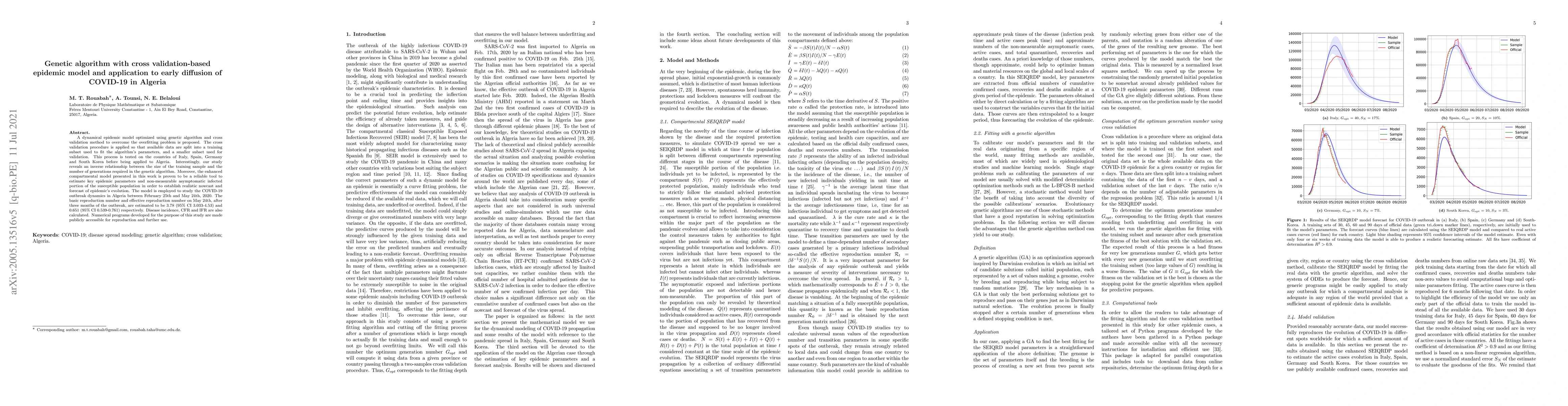 Thumbnail for Genetic algorithm with cross validation-based epidemic model and
  application to early diffusion of COVID-19 in Algeria