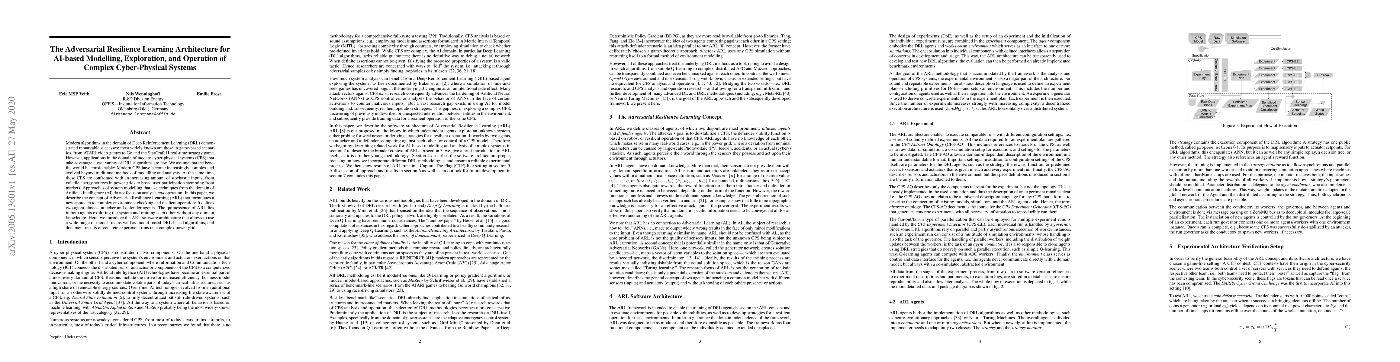 Thumbnail for The Adversarial Resilience Learning Architecture for AI-based Modelling,
  Exploration, and Operation of Complex Cyber-Physical Systems