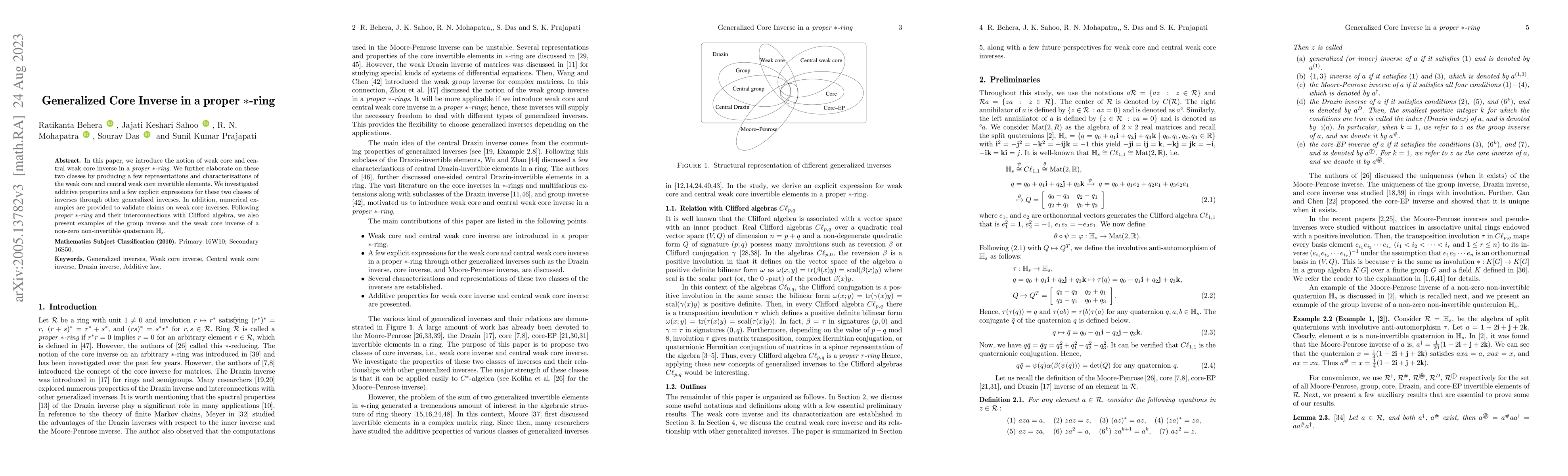 Thumbnail for Generalized Core Inverse in a proper $*$-ring