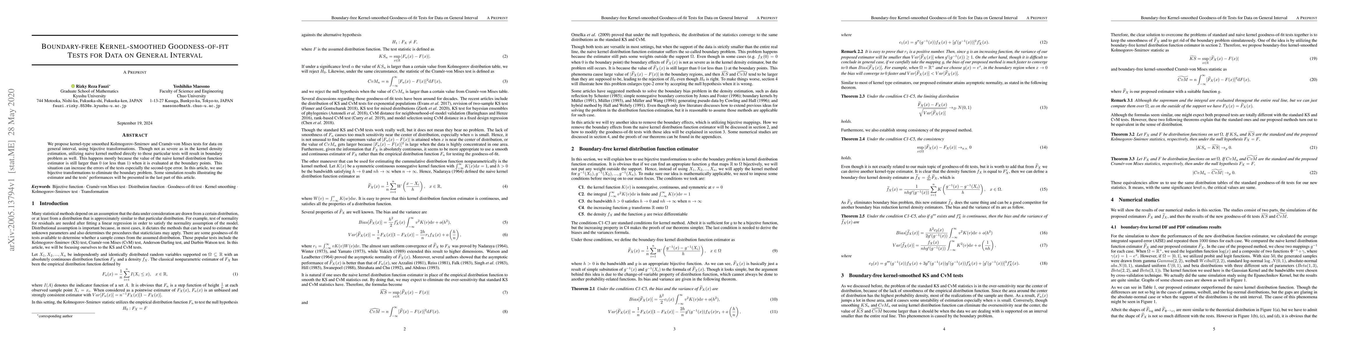 Thumbnail for Boundary-free Kernel-smoothed Goodness-of-fit Tests for Data on General
  Interval