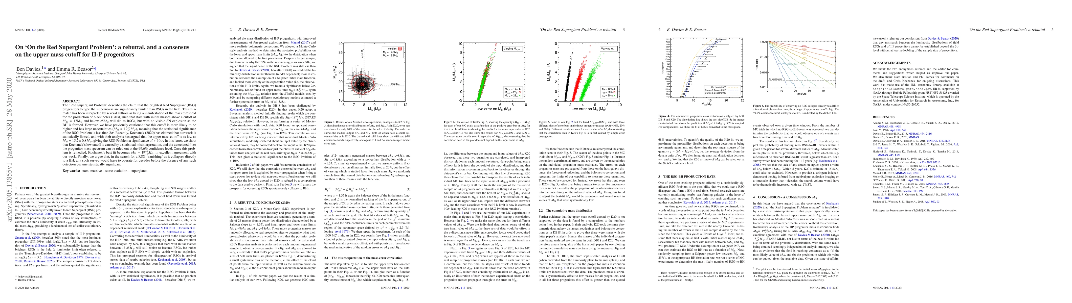 Thumbnail for On `On the Red Supergiant Problem': a rebuttal, and a consensus on the
  upper mass cutoff for II-P progenitors