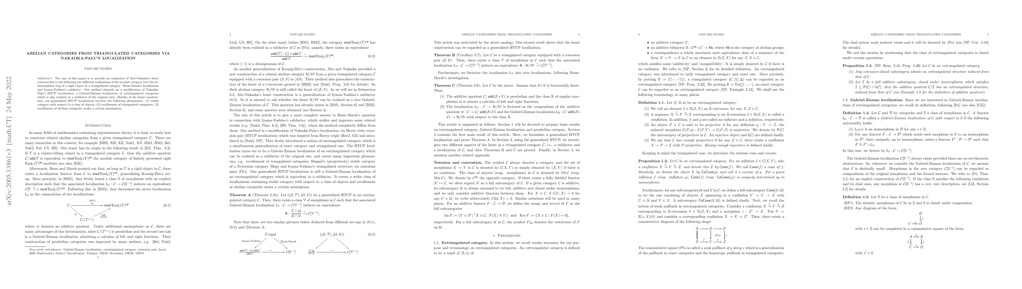 Thumbnail for Abelian categories from triangulated categories via Nakaoka-Palu's
  localization