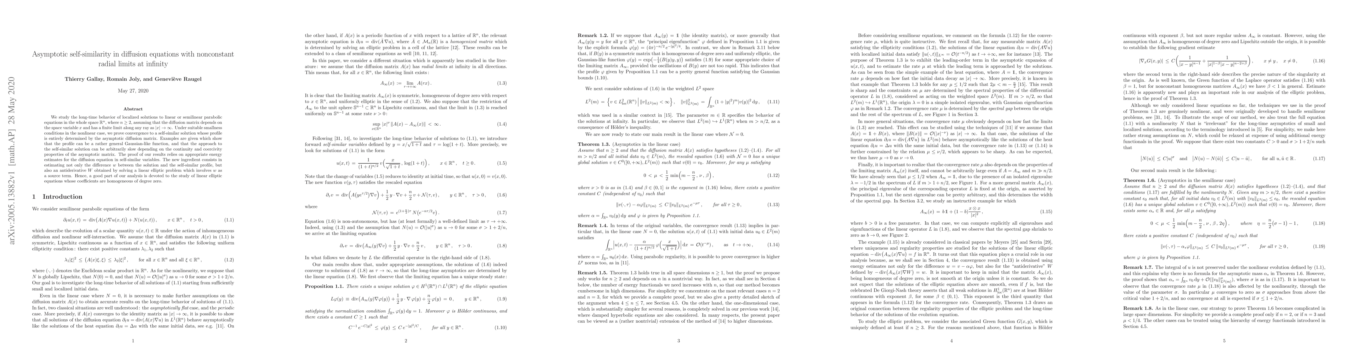 Thumbnail for Asymptotic self-similarity in diffusion equations with nonconstant
  radial limits at infinity