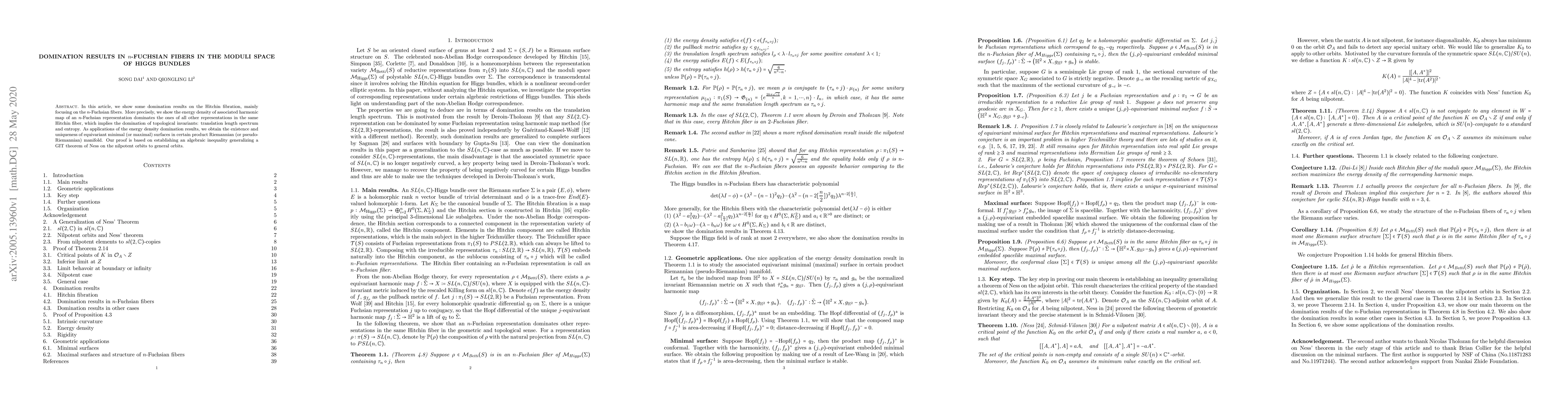 Thumbnail for Domination results in $n$-Fuchsian fibers in the moduli space of Higgs
  bundles