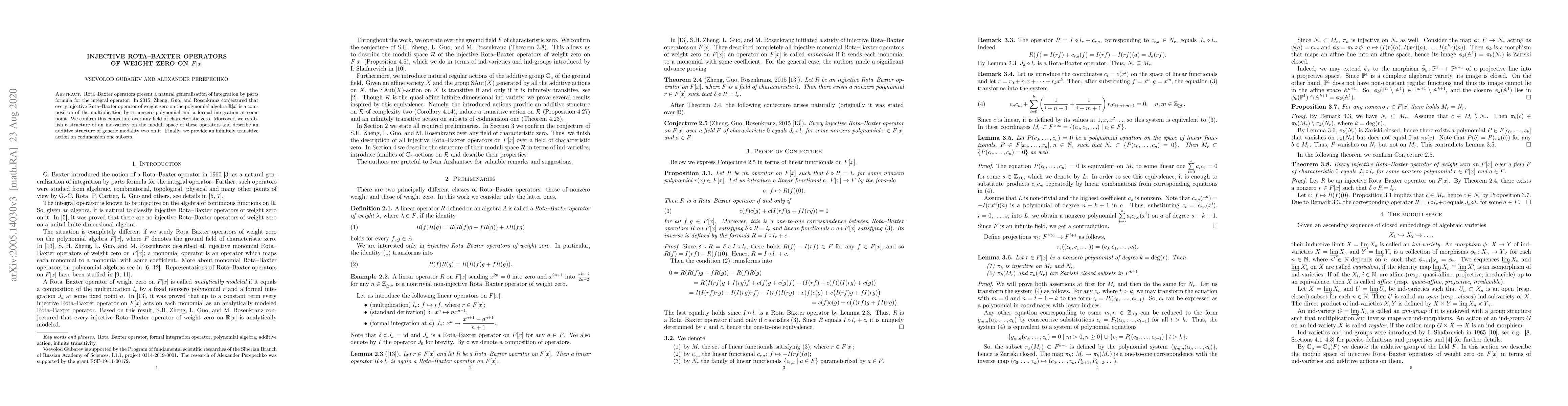 Thumbnail for Injective Rota-Baxter operators of weight zero on $F[x]$