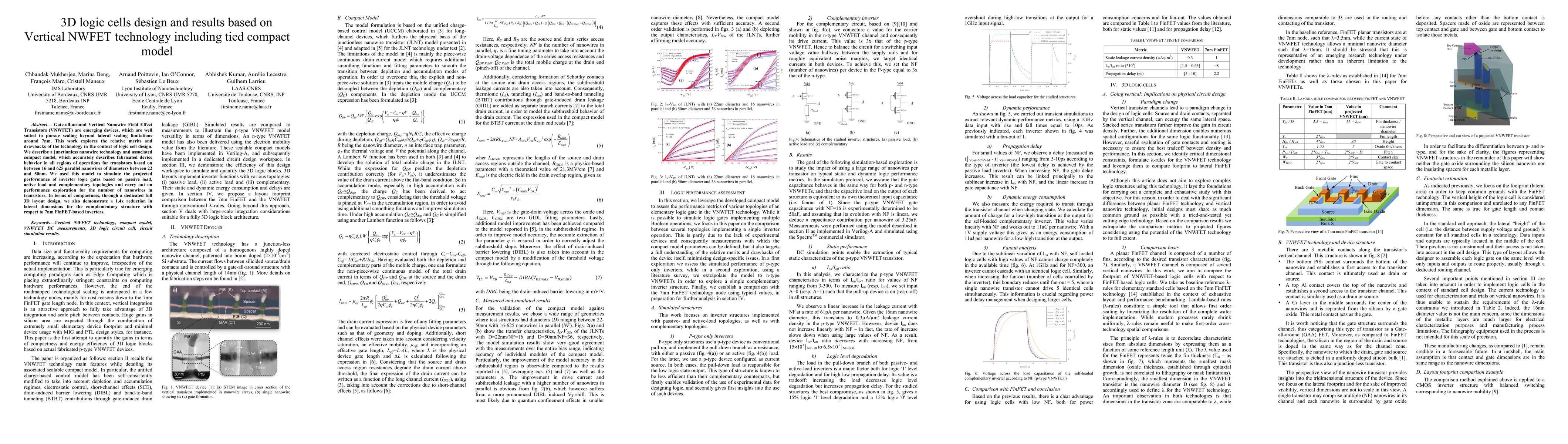 Thumbnail for 3D logic cells design and results based on Vertical NWFET technology
  including tied compact model
