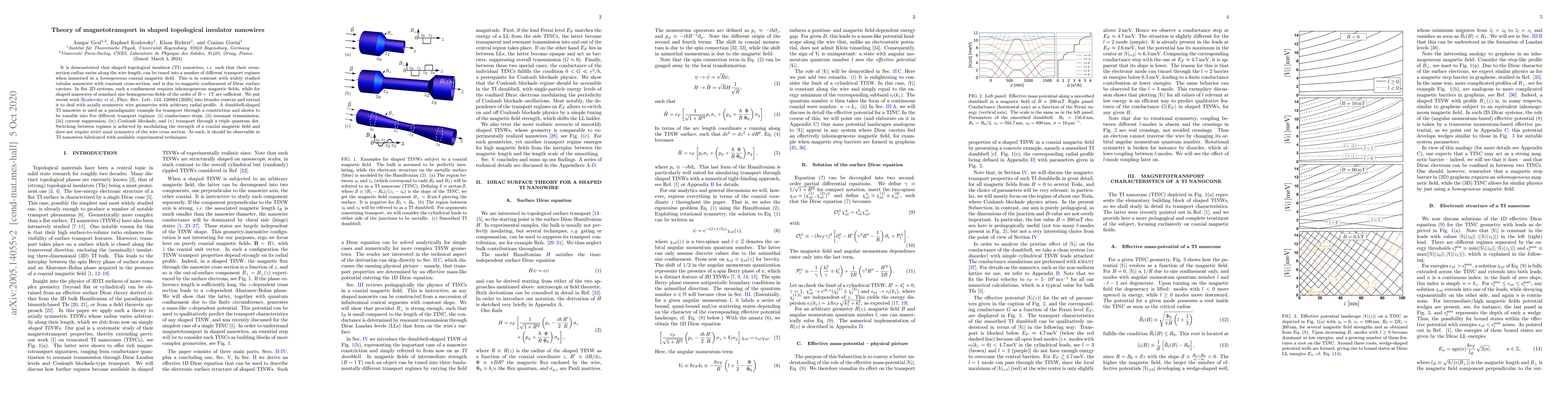 Thumbnail for Theory of magnetotransport in shaped topological insulator nanowires