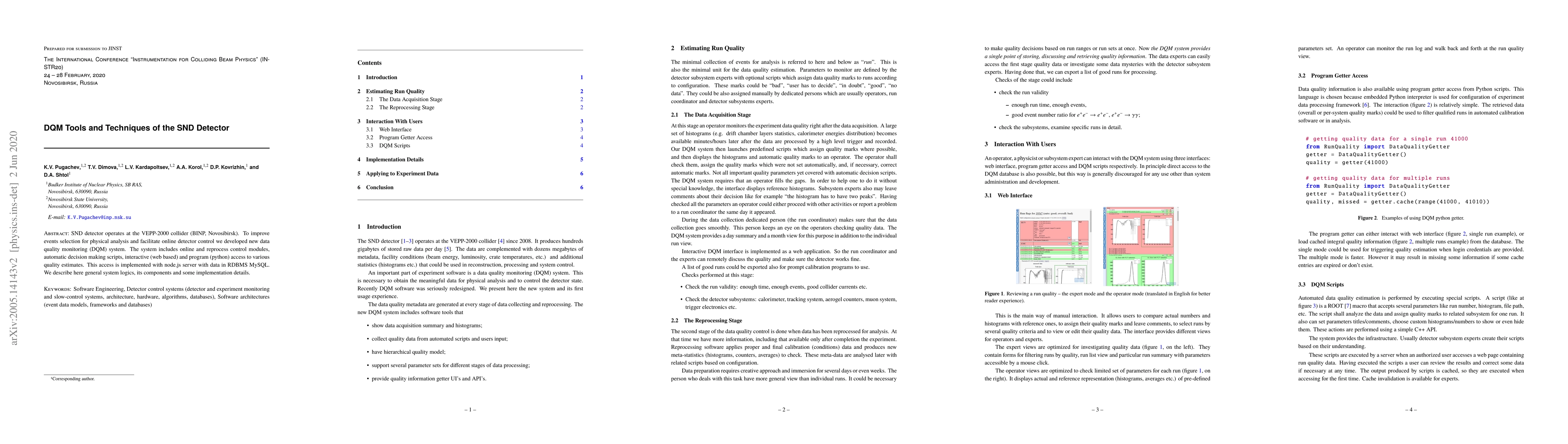 Thumbnail for DQM Tools and Techniques of the SND Detector