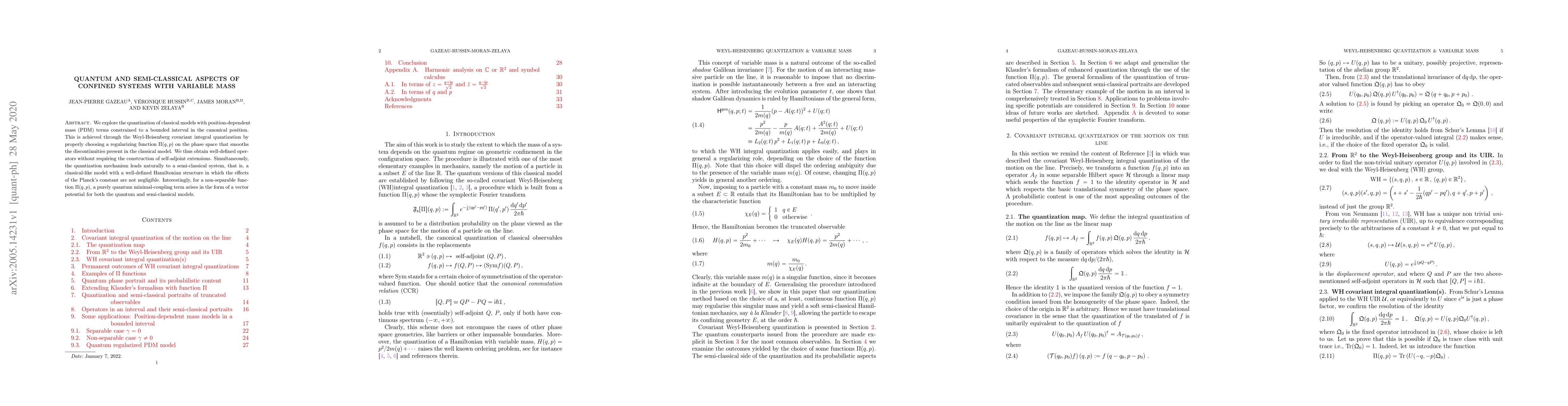 Thumbnail for Quantum and semi-classical aspects of confined systems with variable
  mass