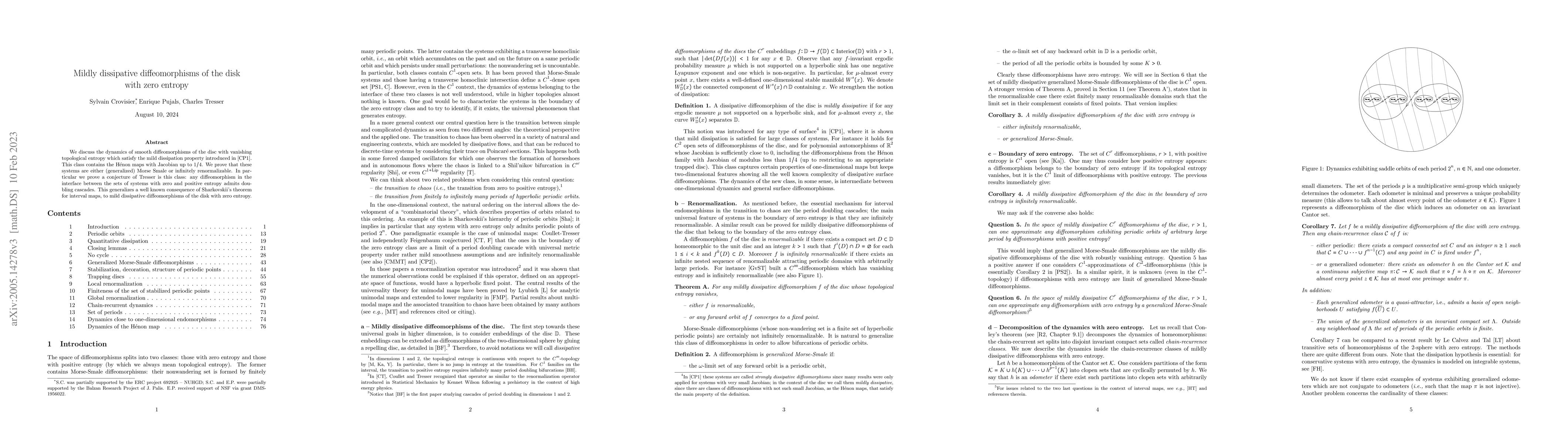 Thumbnail for Mildly dissipative diffeomorphisms of the disk with zero entropy