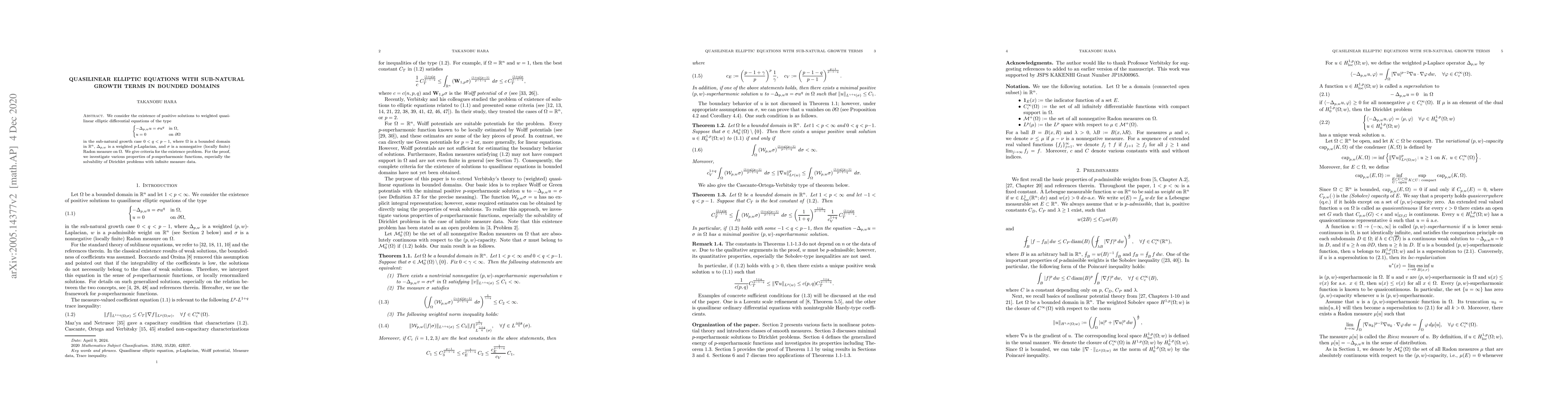 Thumbnail for Quasilinear elliptic equations with sub-natural growth terms in bounded
  domains