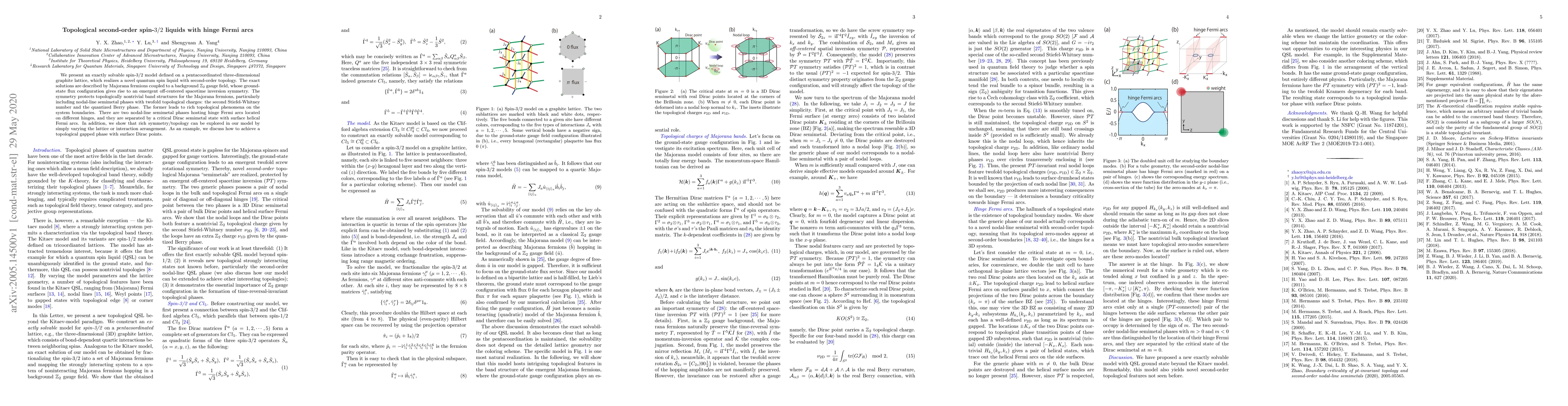 Thumbnail for Topological second-order spin-3/2 liquids with hinge Fermi arcs