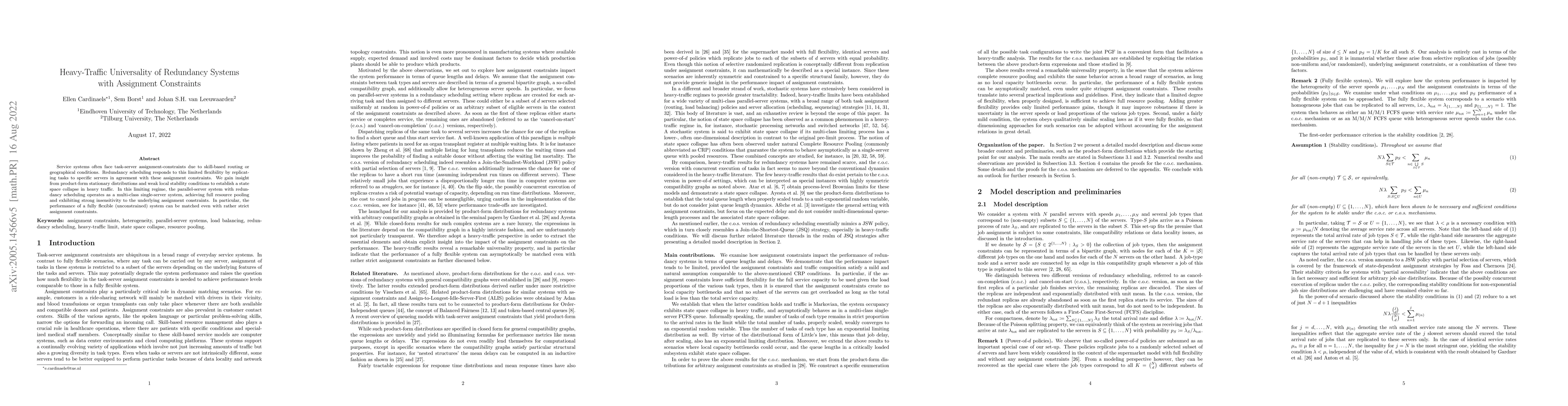 Thumbnail for Heavy-Traffic Universality of Redundancy Systems with Assignment
  Constraints