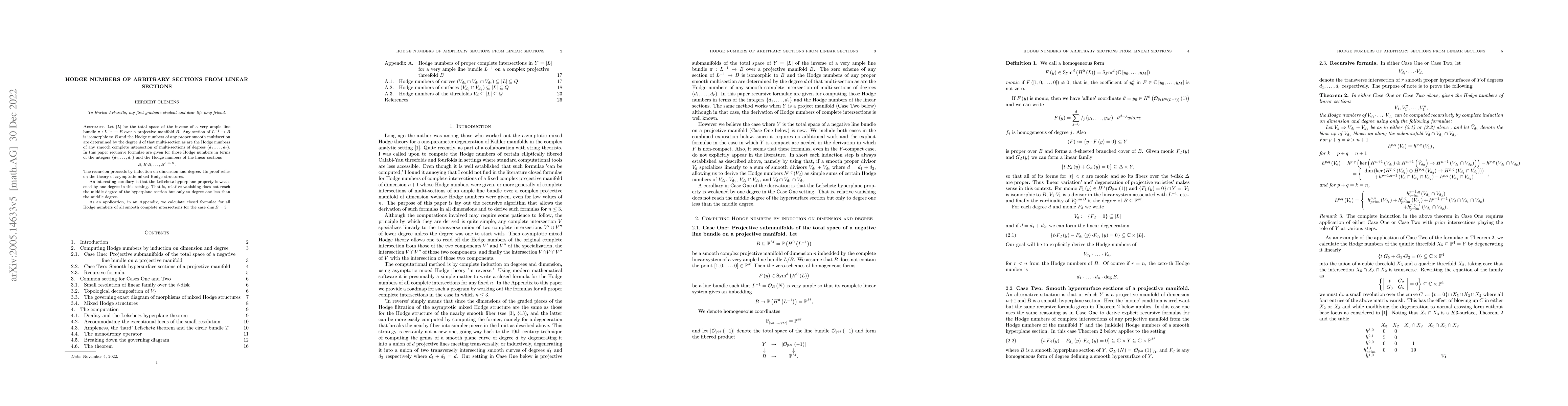 Thumbnail for Hodge Numbers of Arbitrary Sections from Linear Sections