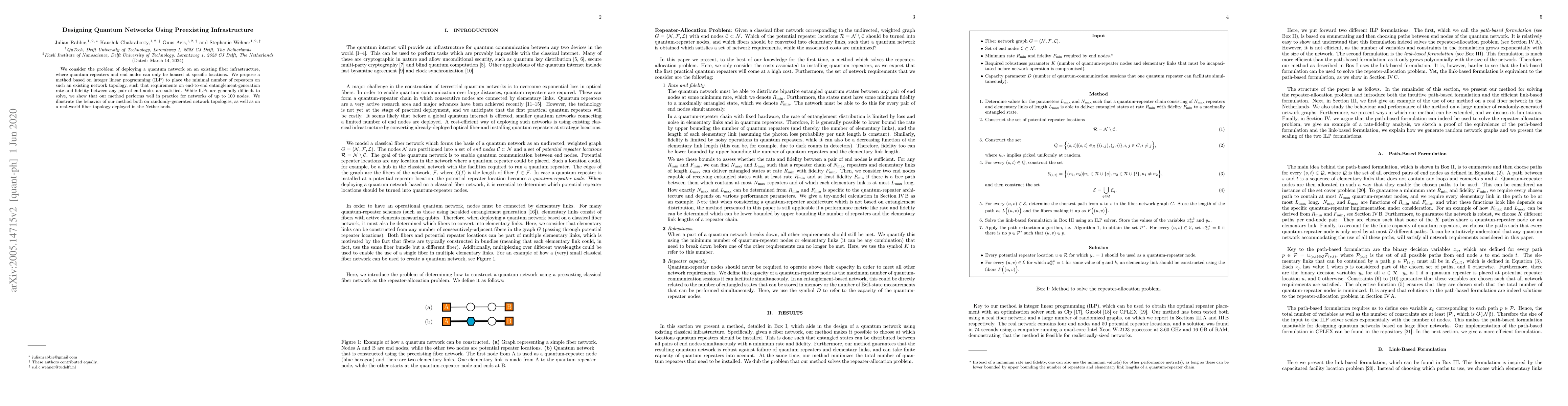 Thumbnail for Designing Quantum Networks Using Preexisting Infrastructure