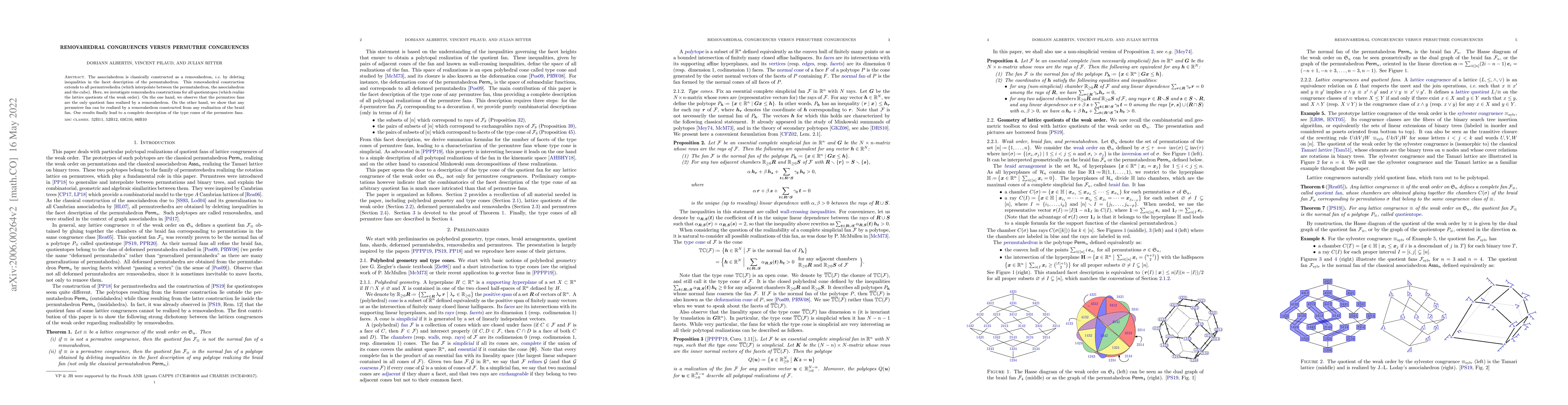 Thumbnail for Removahedral congruences versus permutree congruences