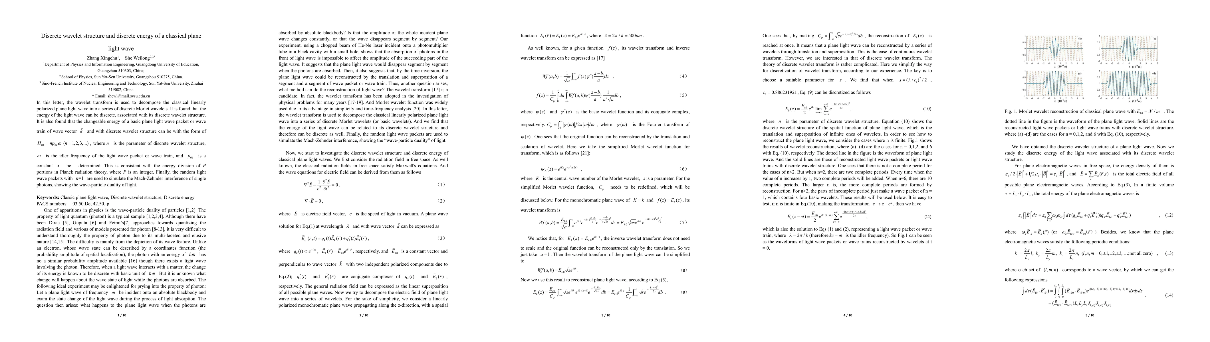 Thumbnail for Discrete wavelet structure and discrete energy of a classical plane
  light wave