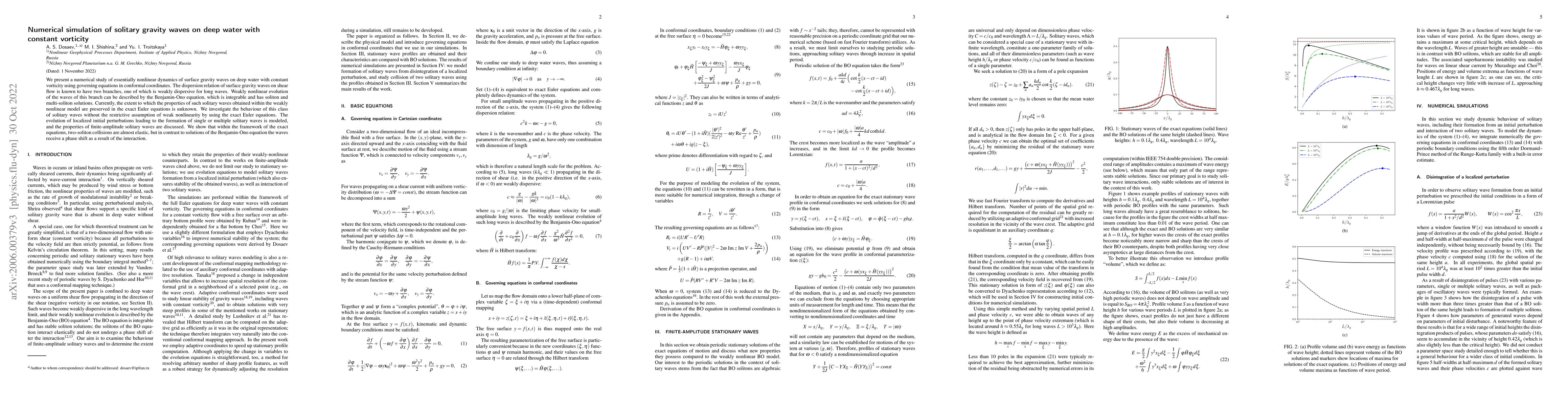 Thumbnail for Numerical simulation of solitary gravity waves on deep water with
  constant vorticity