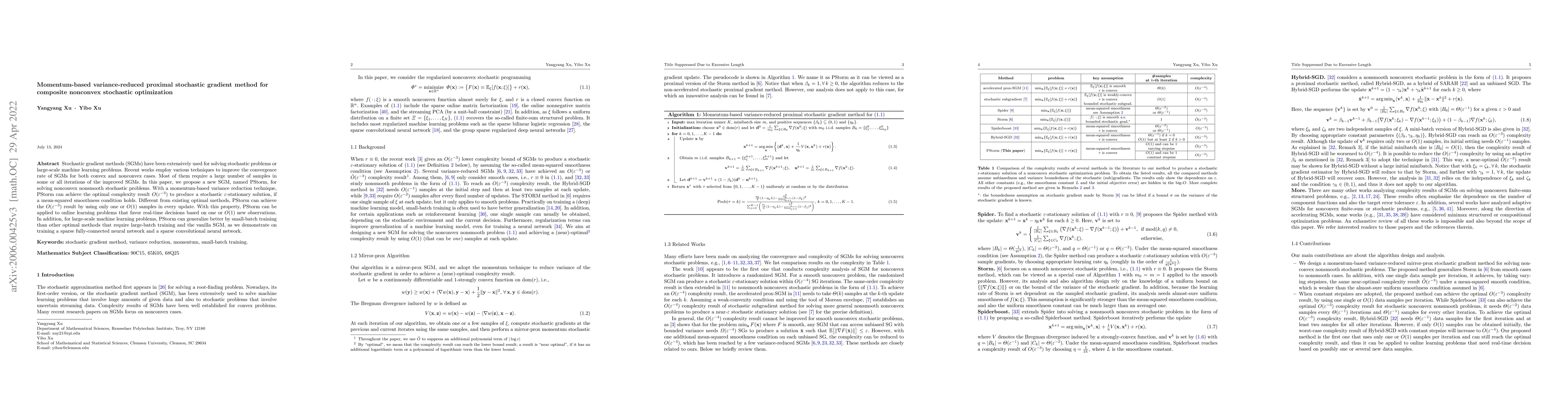 Thumbnail for Momentum-based variance-reduced proximal stochastic gradient method for
  composite nonconvex stochastic optimization