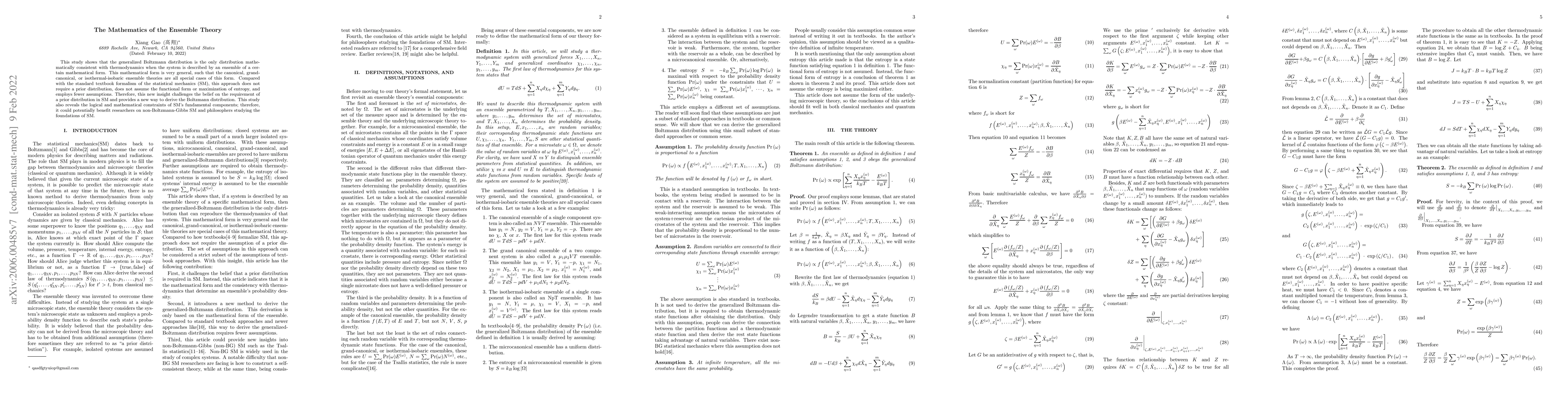 Thumbnail for The Mathematics of the Ensemble Theory