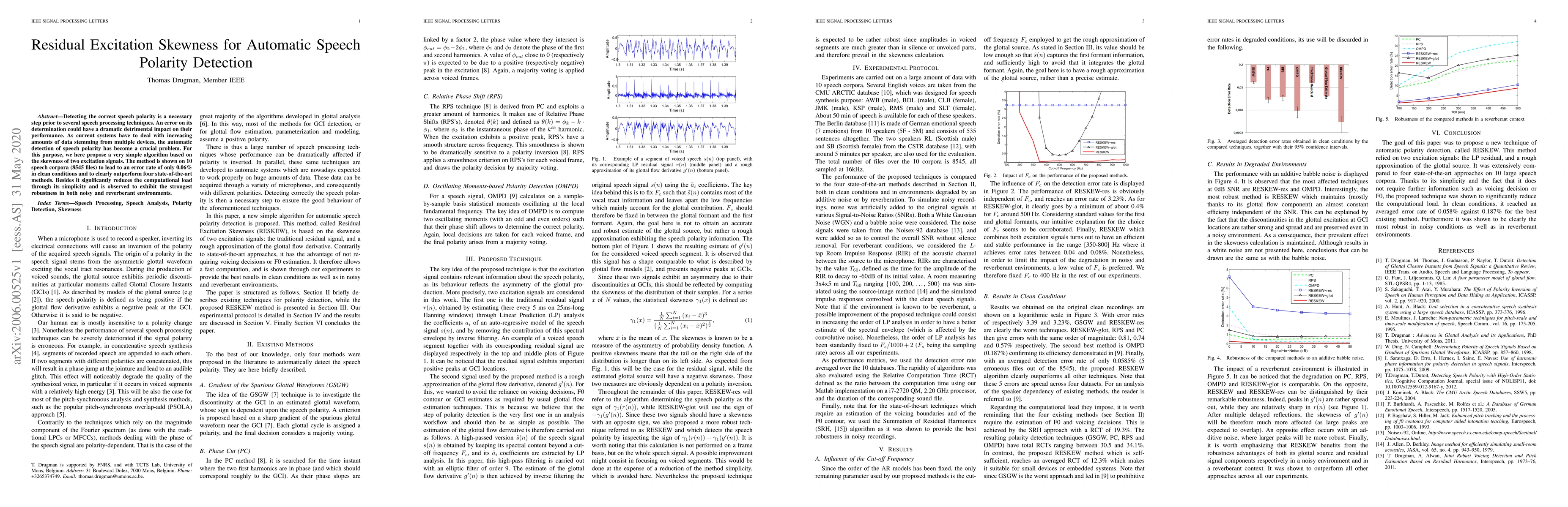 Thumbnail for Residual Excitation Skewness for Automatic Speech Polarity Detection