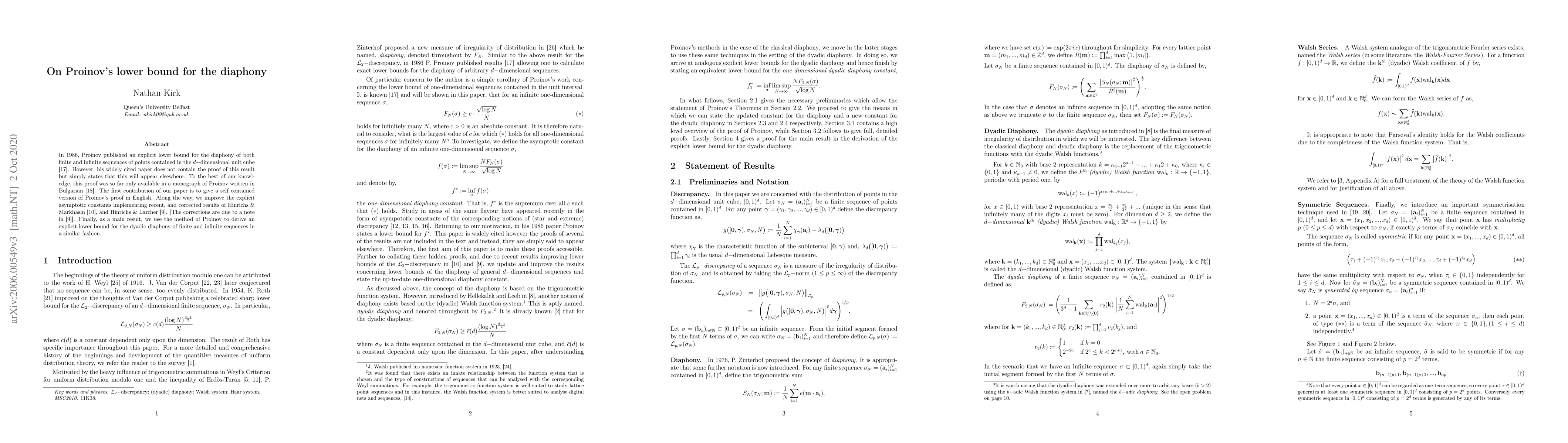 Thumbnail for On Proinov's lower bound for the diaphony