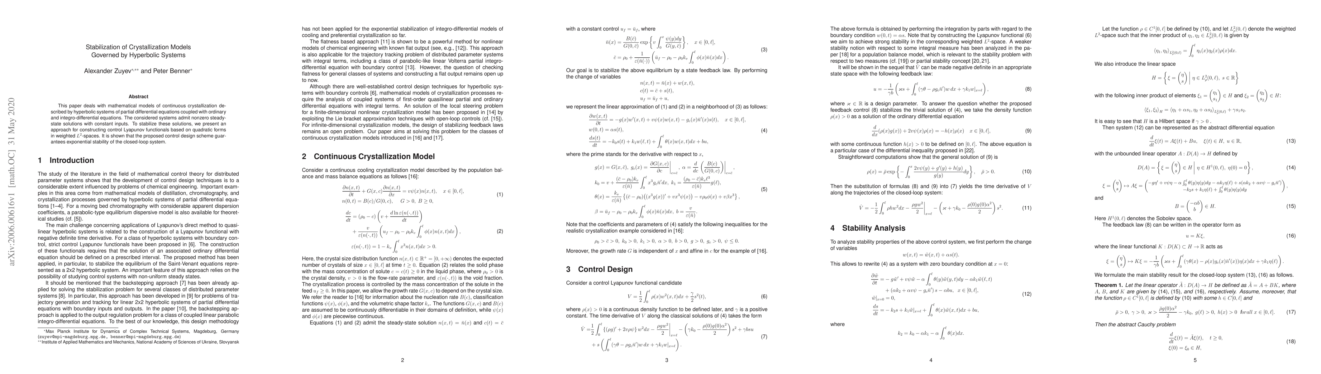 Thumbnail for Stabilization of Crystallization Models Governed by Hyperbolic Systems