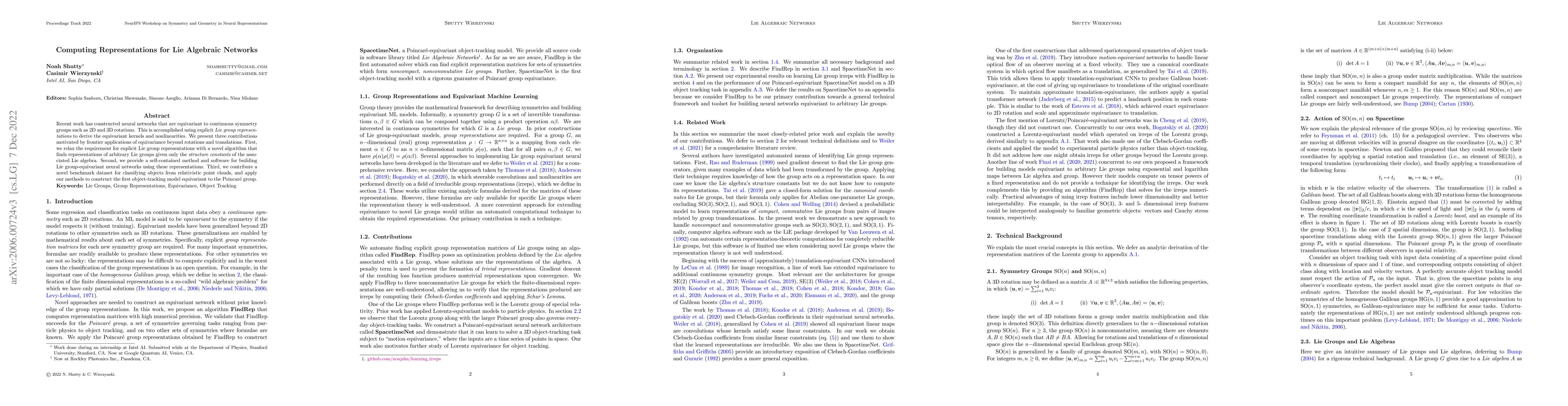 Thumbnail for Computing Representations for Lie Algebraic Networks