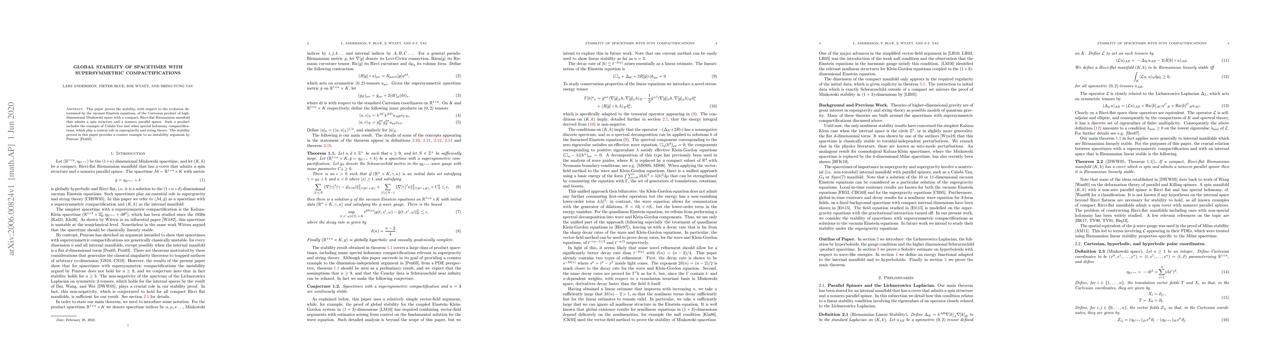 Thumbnail for Global stability of spacetimes with supersymmetric compactifications