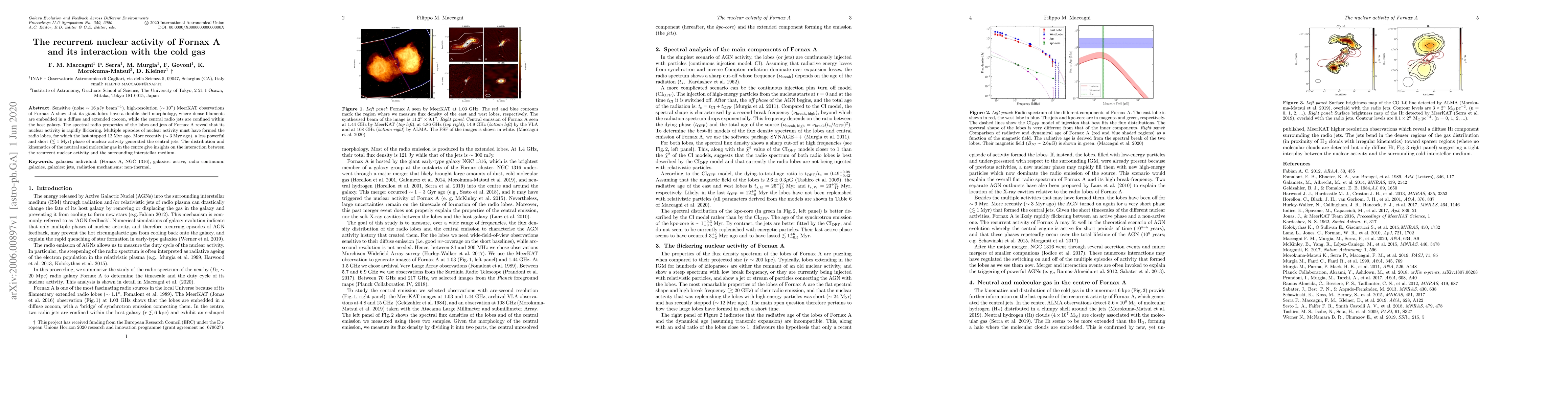 Thumbnail for The recurrent nuclear activity of Fornax A and its interaction with the
  cold gas