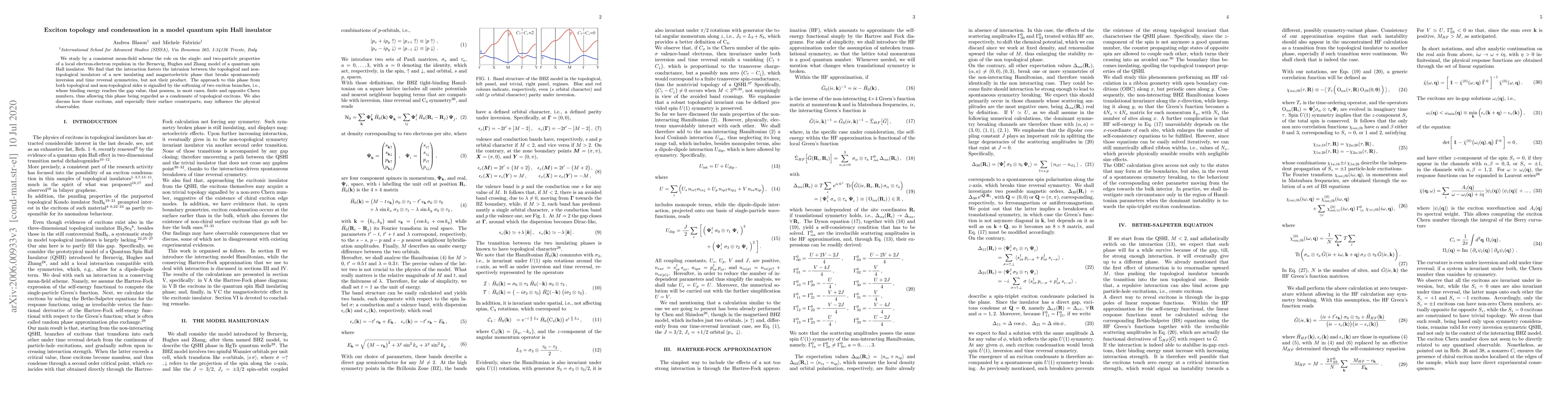 Thumbnail for Exciton topology and condensation in a model quantum spin Hall insulator