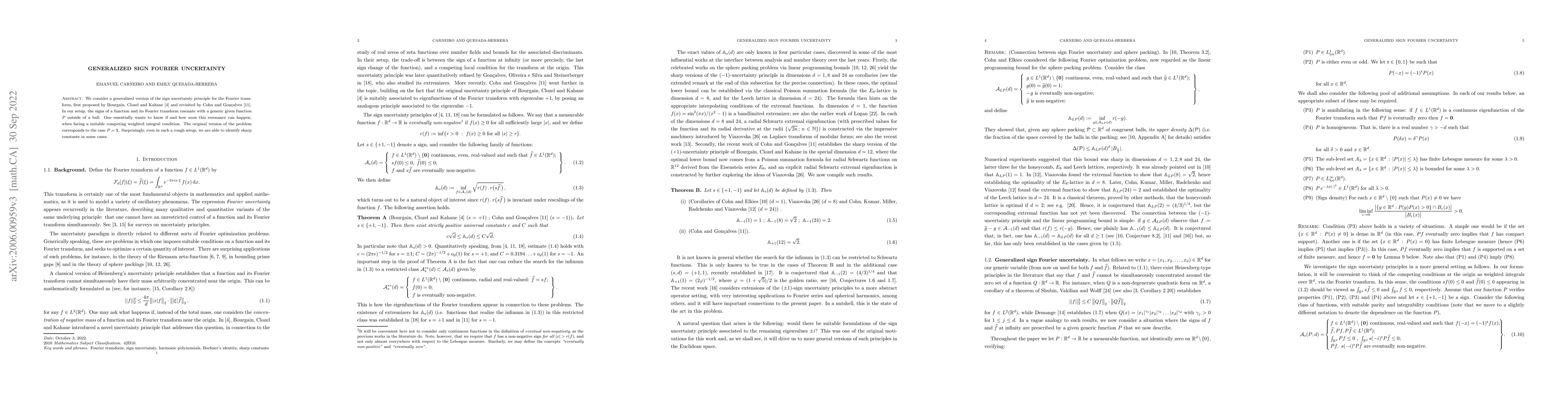 Thumbnail for Generalized sign Fourier uncertainty
