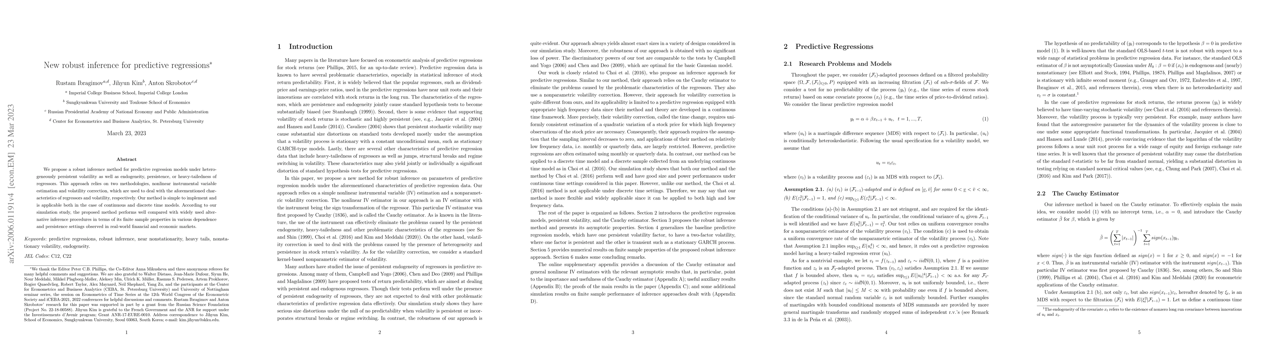 Thumbnail for New robust inference for predictive regressions