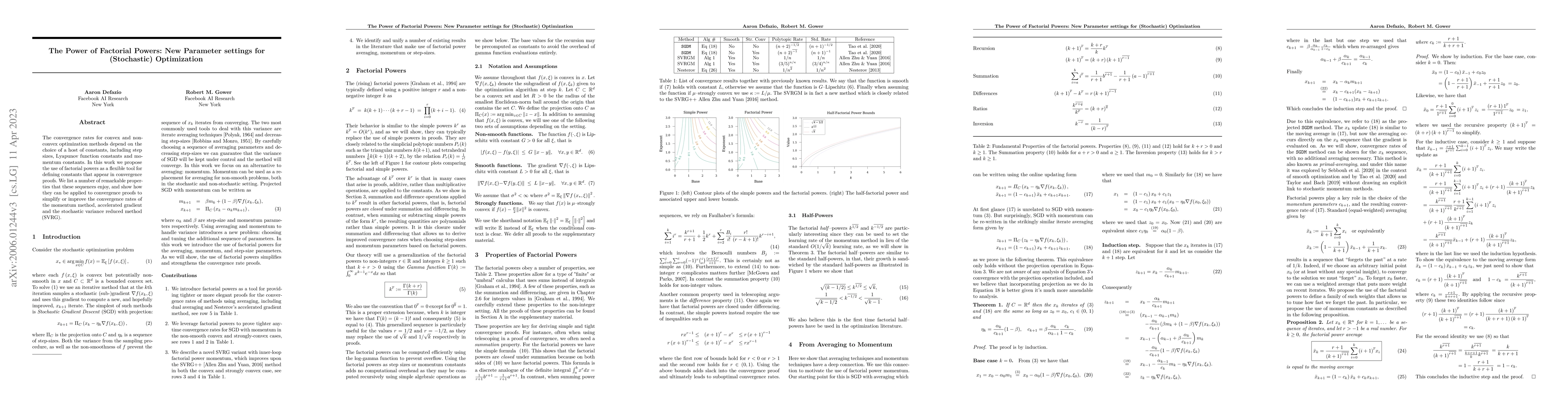 Thumbnail for The Power of Factorial Powers: New Parameter settings for (Stochastic)
  Optimization
