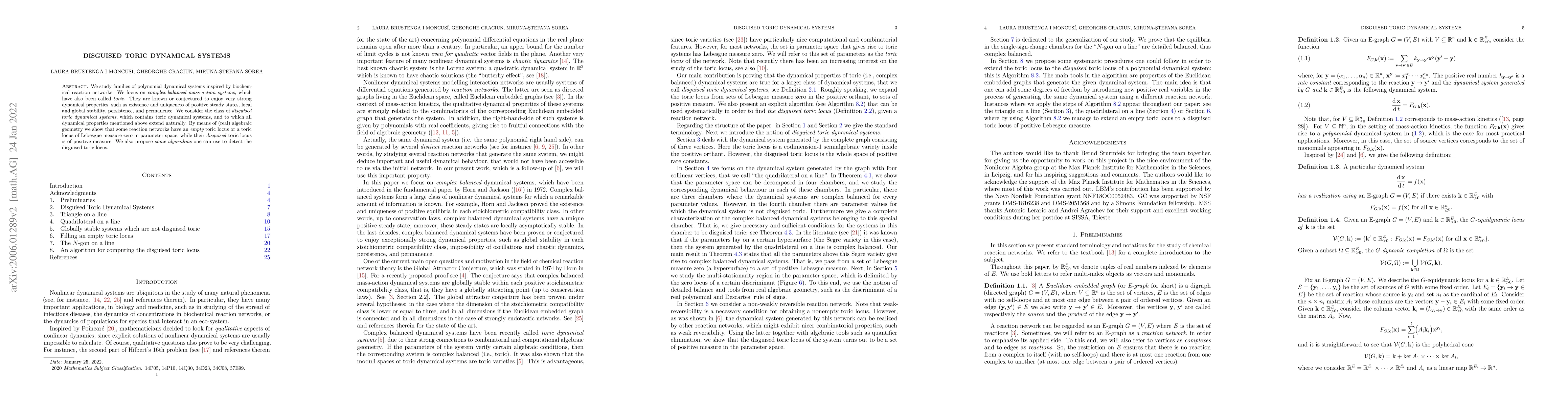 Thumbnail for Disguised toric dynamical systems
