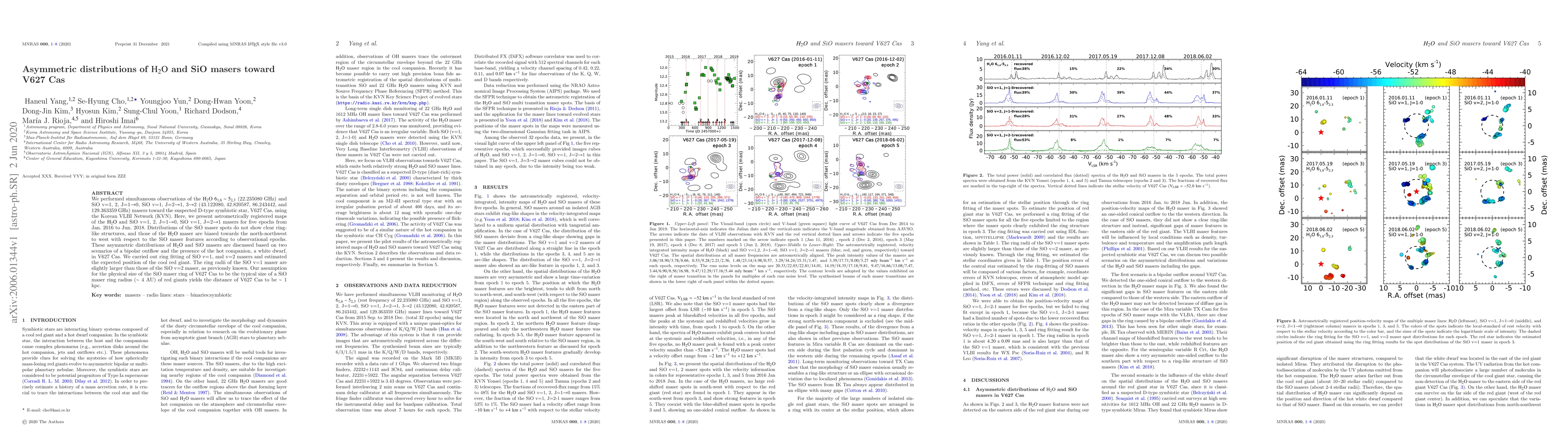 Thumbnail for Asymmetric distributions of H2O and SiO masers towards V627 Cas