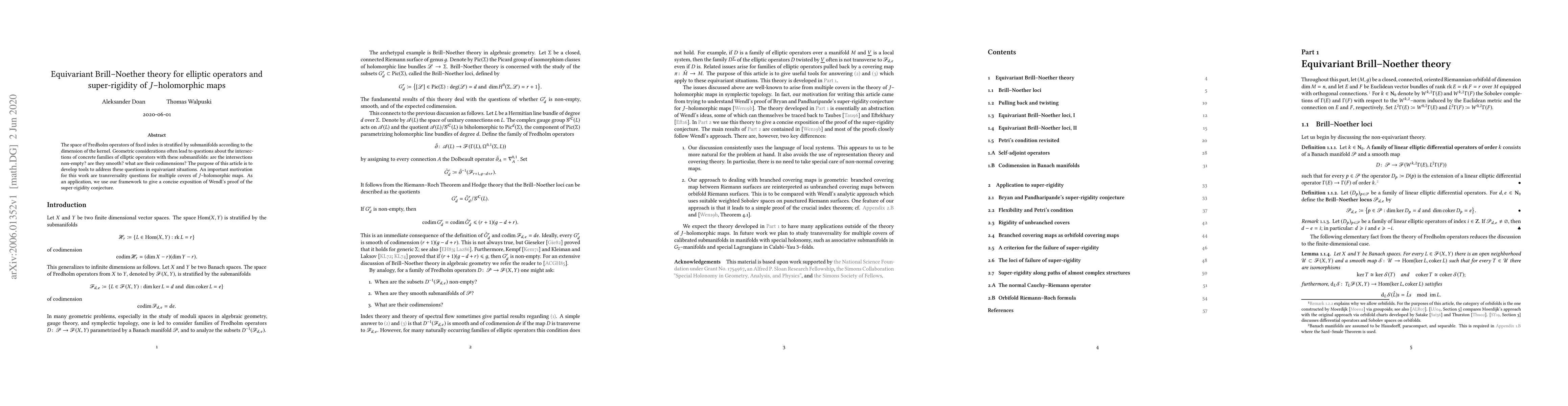 Thumbnail for Equivariant Brill-Noether theory for elliptic operators and
  super-rigidity of $J$-holomorphic maps