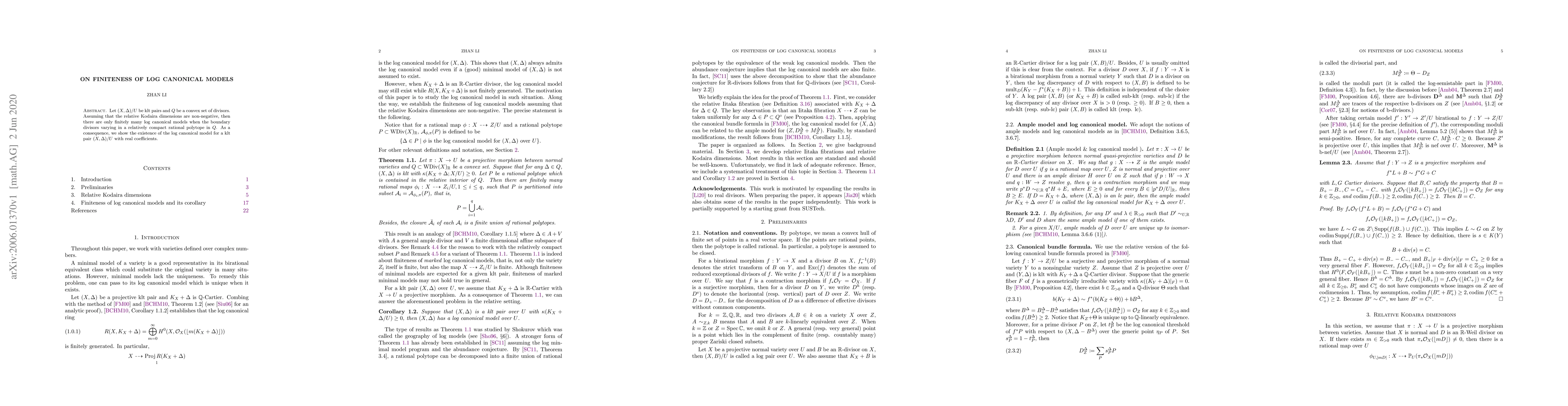 Thumbnail for On finiteness of log canonical models