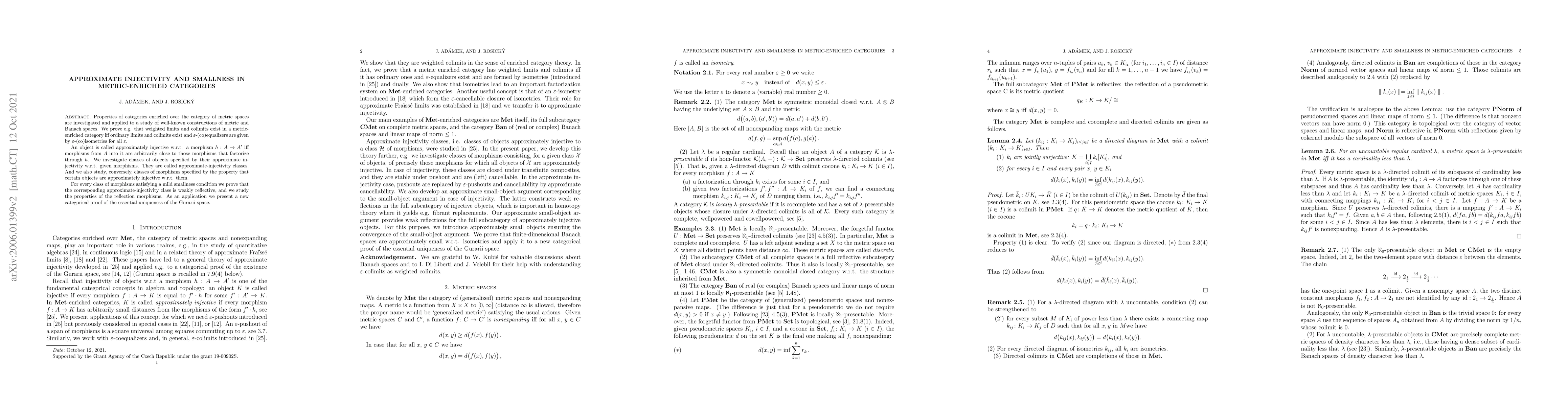 Thumbnail for Approximate injectivity and smallness in metric-enriched categories
