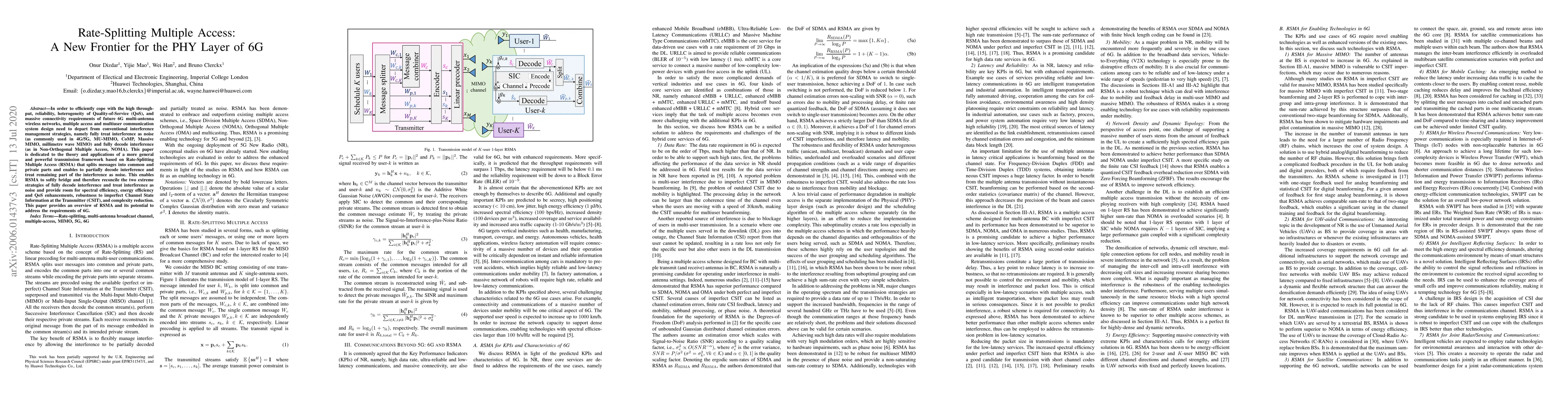 Thumbnail for Rate-Splitting Multiple Access: A New Frontier for the PHY Layer of 6G