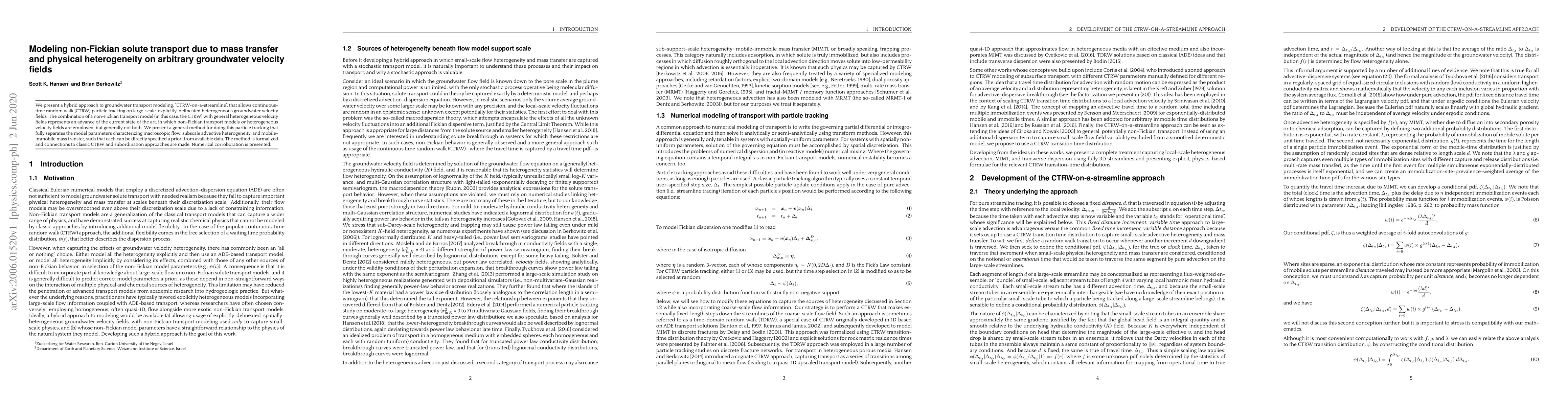 Thumbnail for Modeling non-Fickian solute transport due to mass transfer and physical
  heterogeneity on arbitrary groundwater velocity fields