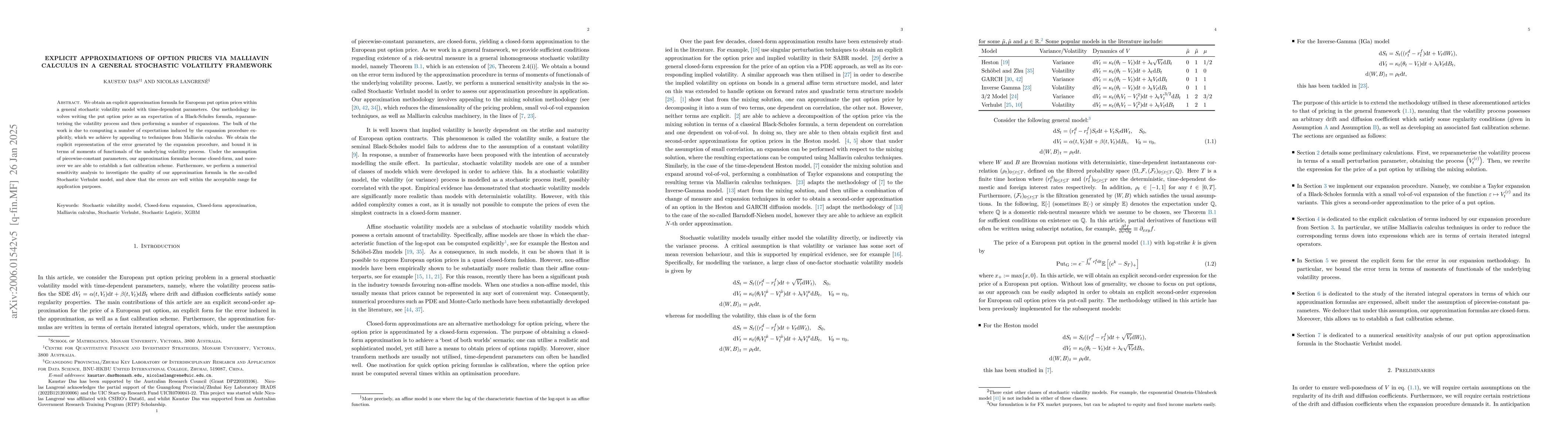Thumbnail for Explicit approximations of option prices via Malliavin calculus in a
  general stochastic volatility framework