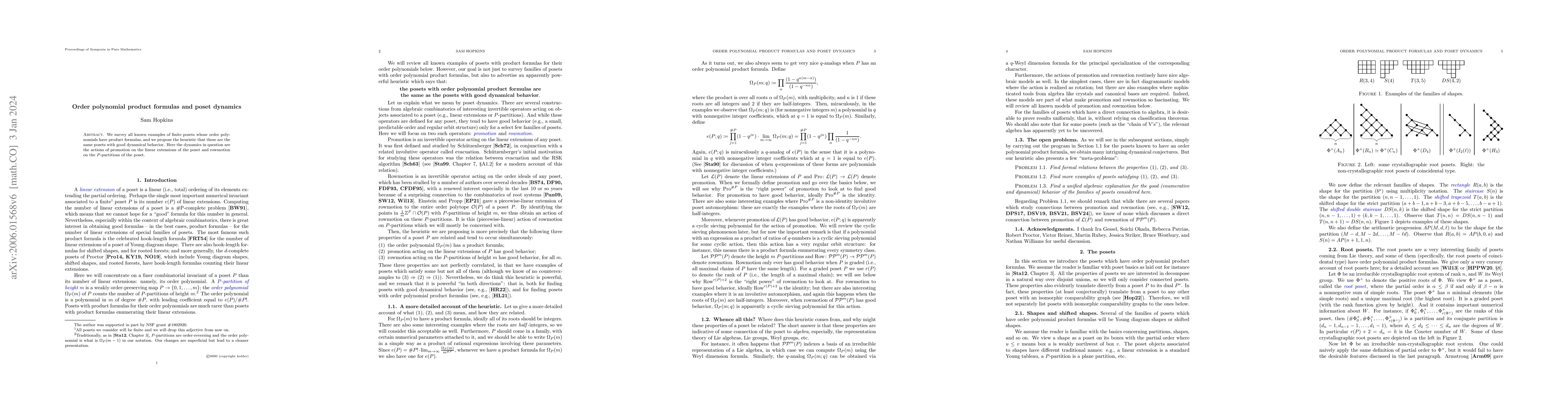 Thumbnail for Order polynomial product formulas and poset dynamics