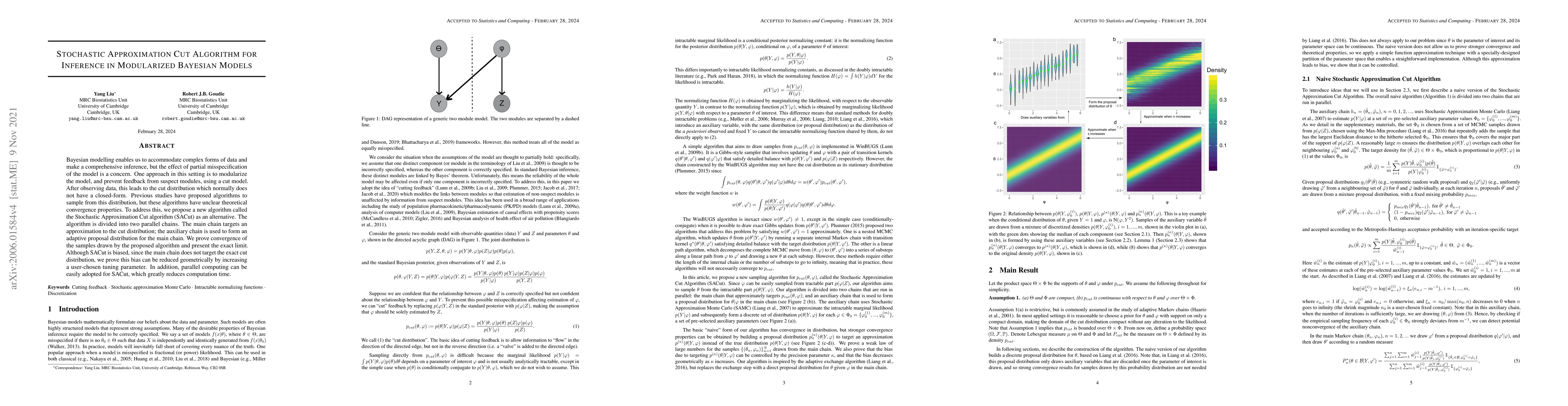 Thumbnail for Stochastic Approximation Cut Algorithm for Inference in Modularized
  Bayesian Models