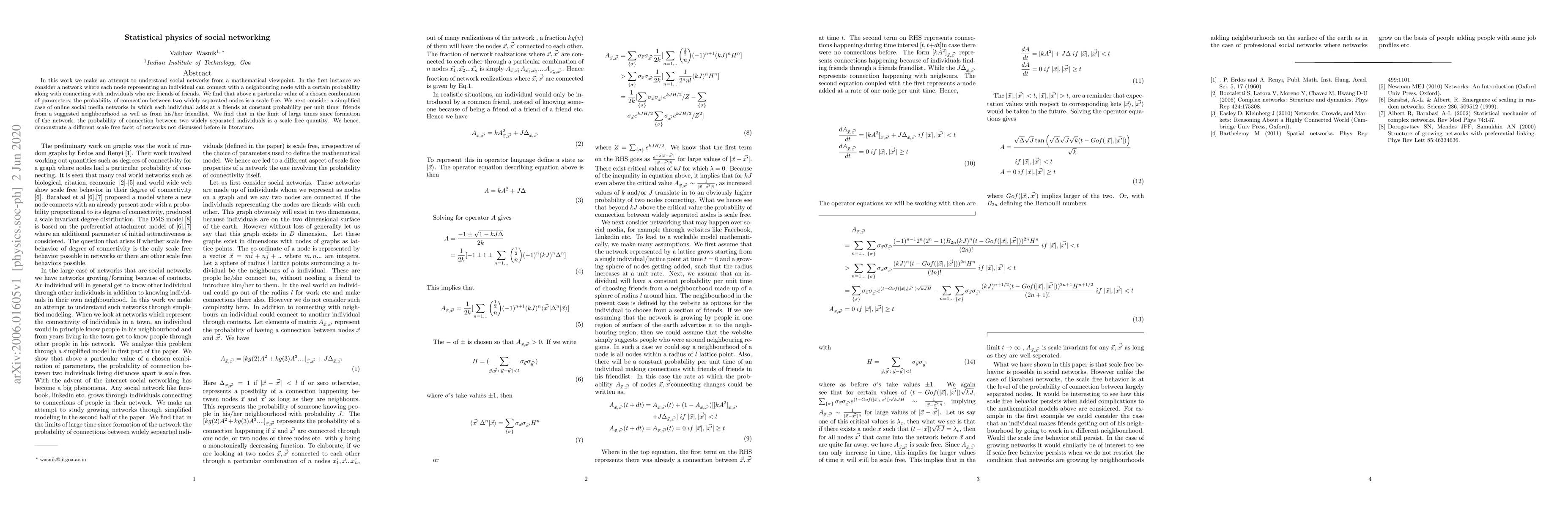 Thumbnail for Statistical physics of social networking