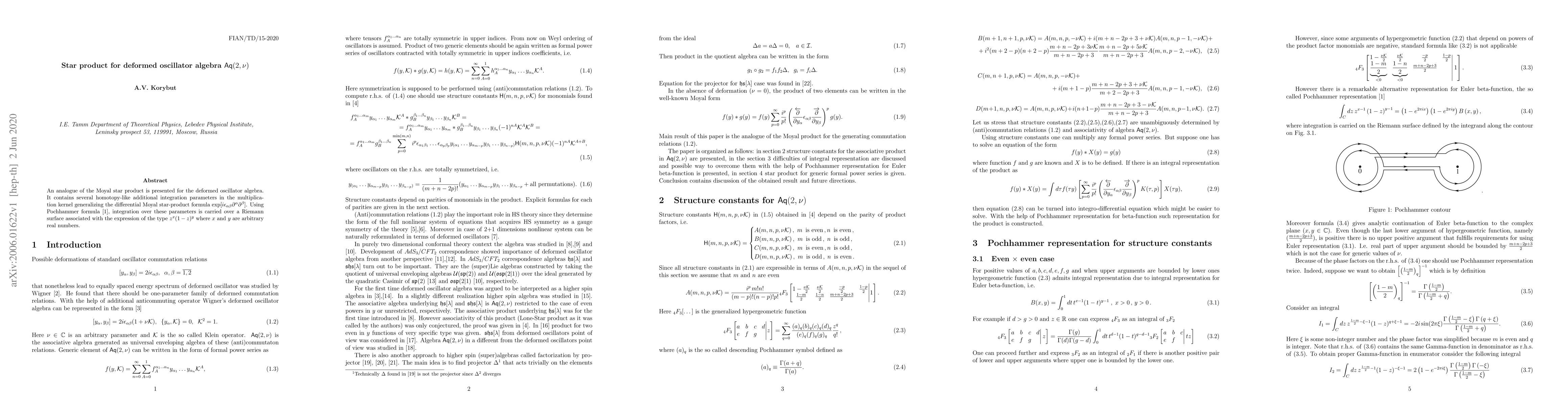 Thumbnail for Star product for deformed oscillator algebra $\mathsf{Aq}(2,\nu)$