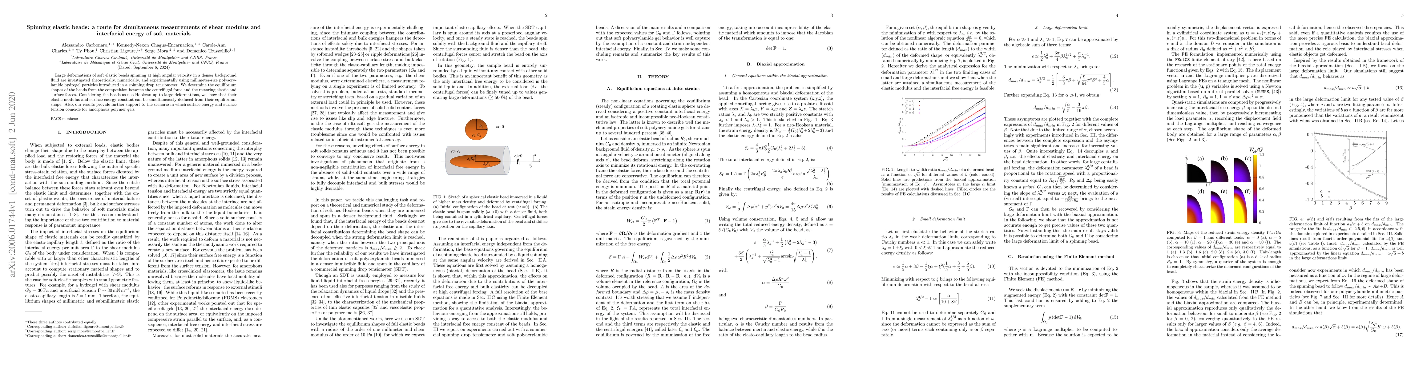 Thumbnail for Spinning elastic beads: a route for simultaneous measurements of shear
  modulus and interfacial energy of soft materials